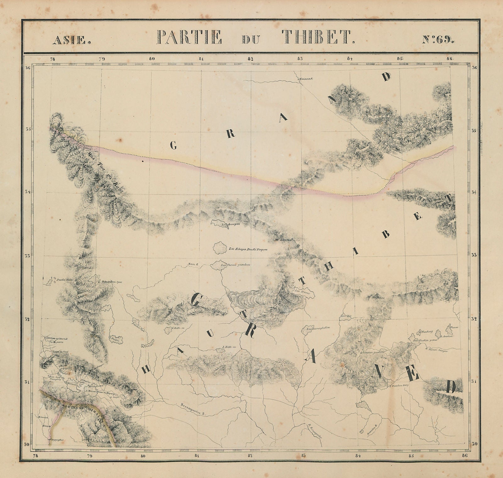 Asie. Thibet #69 Western Tibet. Southern Xinjiang China. VANDERMAELEN 1827 map